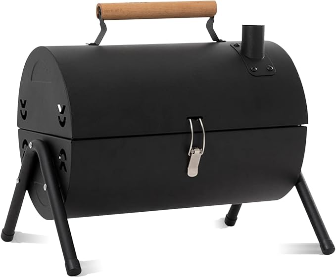 Portable Iron BBQ Grill with Built-In Hob