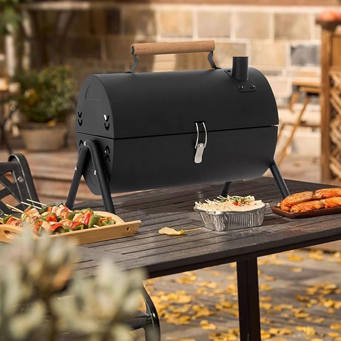 Portable Iron BBQ Grill with Built-In Hob