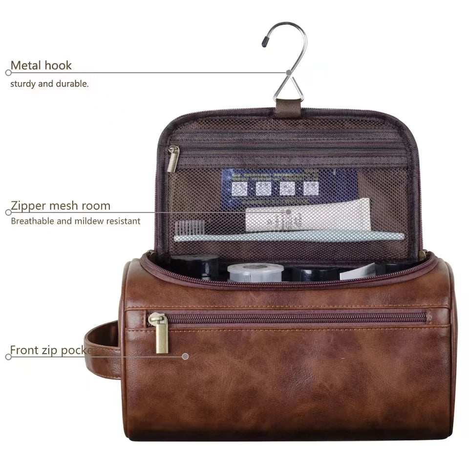 Hanging Travel Toiletry Bag – PU Leather