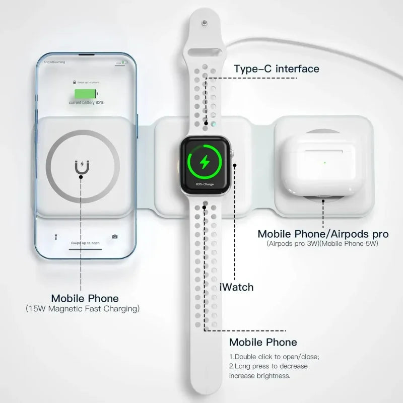 3-in-1 Magnetic Wireless Charger for Apple