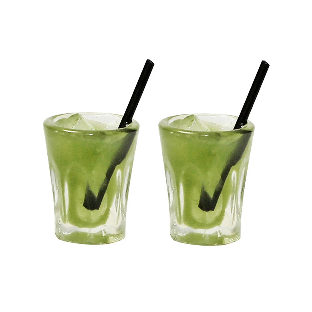 2Pcs Mini Resin Matcha Drink Cups